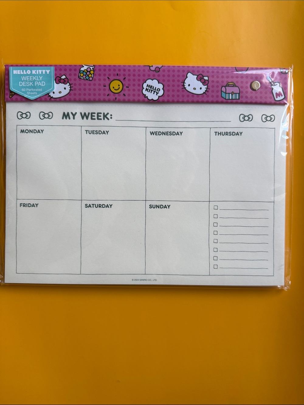 Hello Kitty Purple & White Weekly Desk Planner Pad